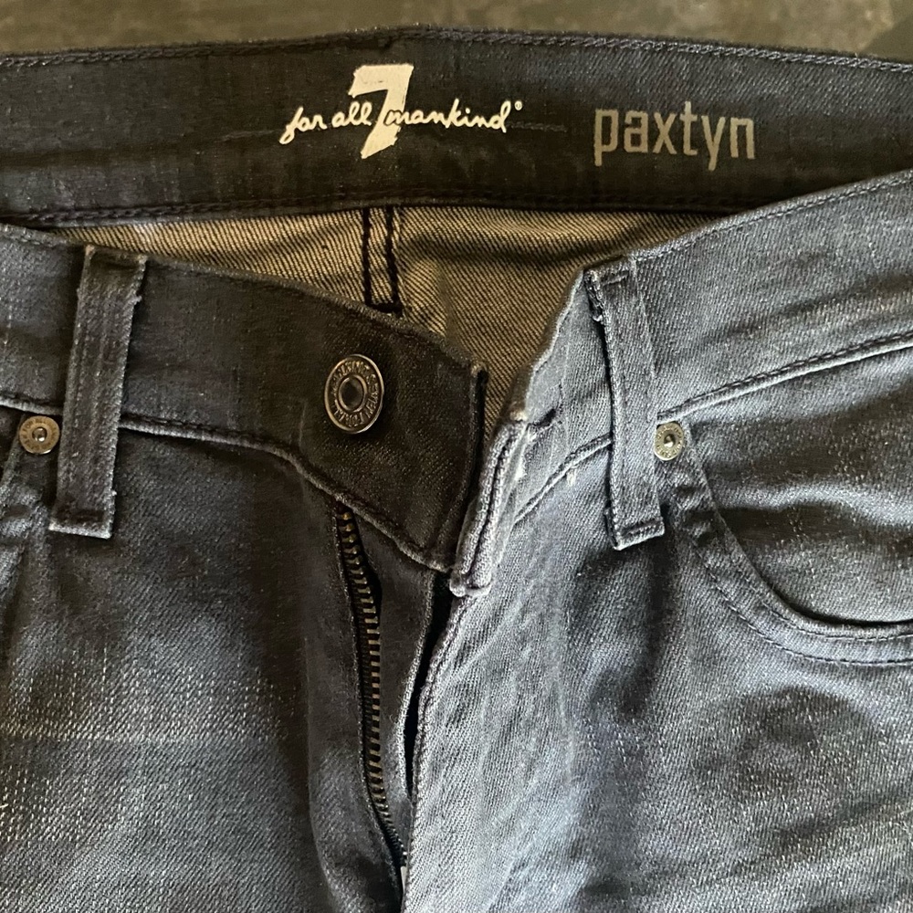 7 For All Mankind Gray Distressed Slim Jeans - Picture 4 of 13
